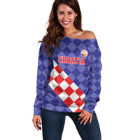 Custom Croatia Basketball Off Shoulder Sweater Sporty Style