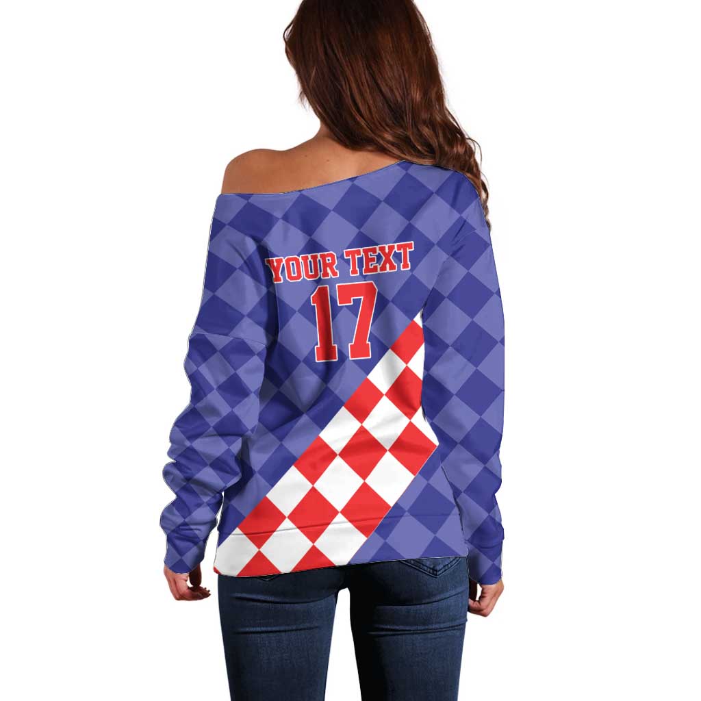 Custom Croatia Basketball Off Shoulder Sweater Sporty Style