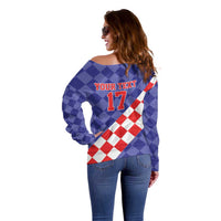 Custom Croatia Basketball Off Shoulder Sweater Sporty Style
