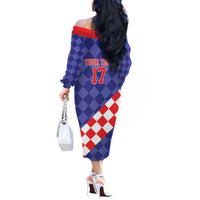 Custom Croatia Basketball Off The Shoulder Long Sleeve Dress Sporty Style