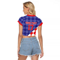 Custom Croatia Basketball Raglan Cropped T Shirt Sporty Style