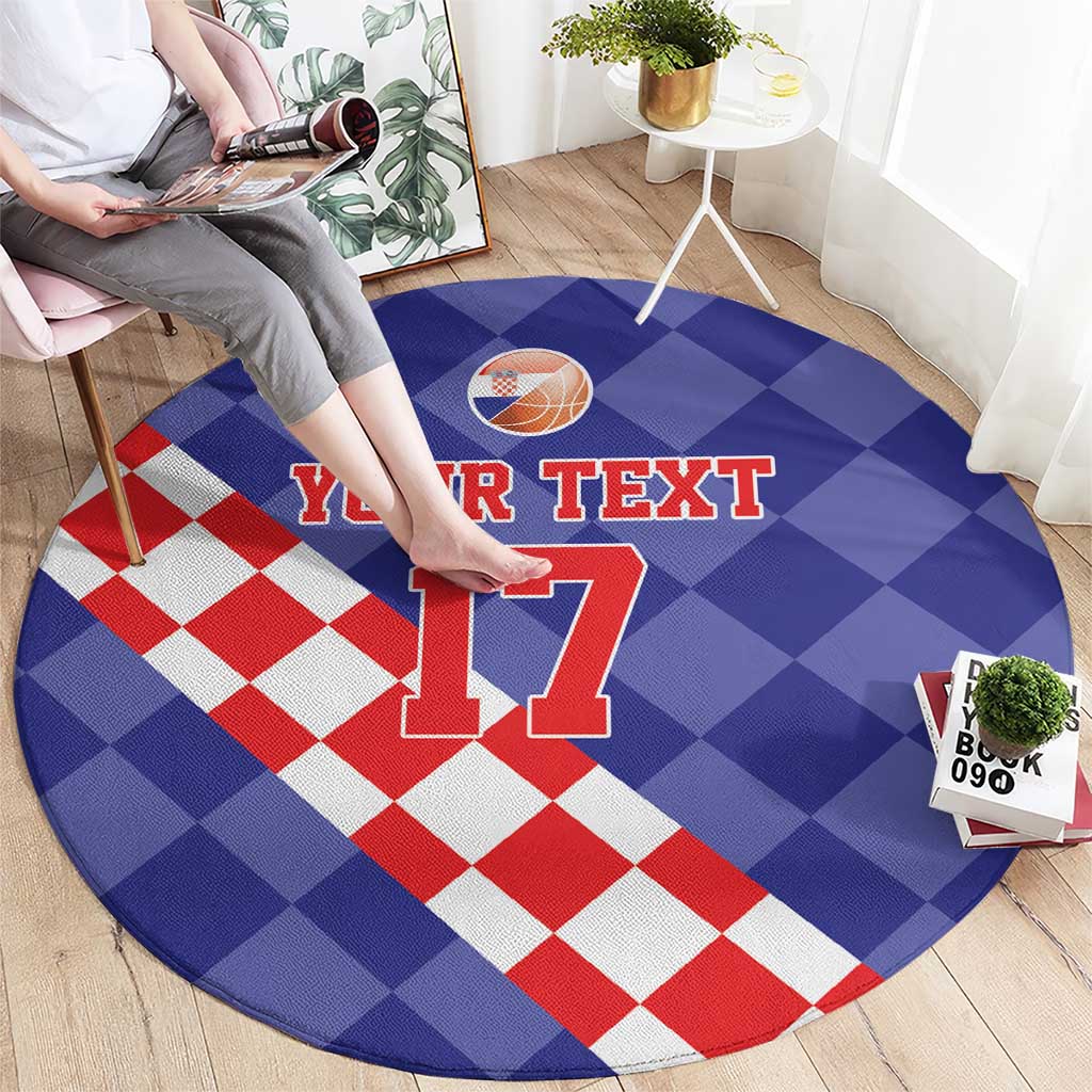 Custom Croatia Basketball Round Carpet Sporty Style