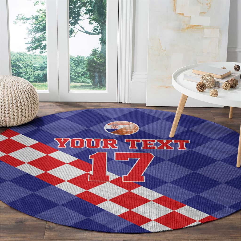 Custom Croatia Basketball Round Carpet Sporty Style