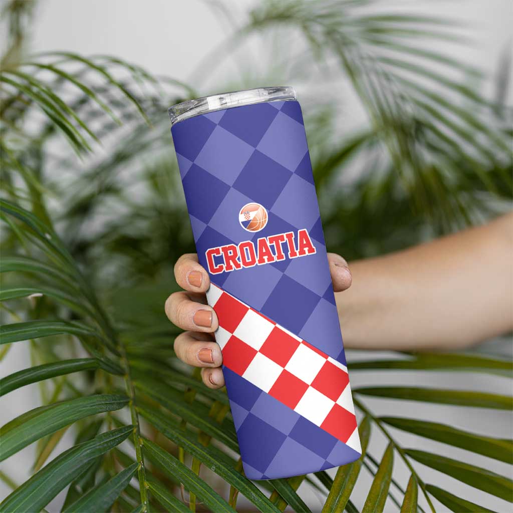 Custom Croatia Basketball Skinny Tumbler Sporty Style
