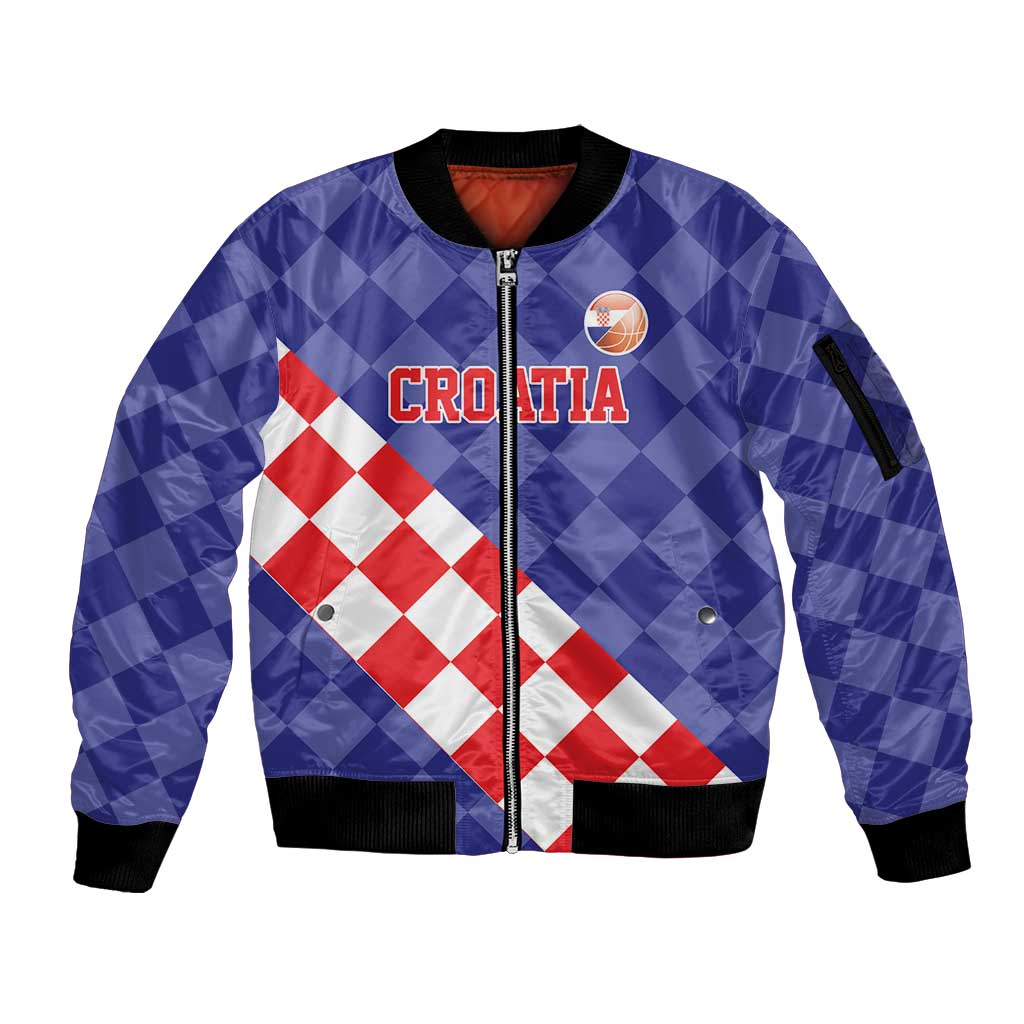 Custom Croatia Basketball Sleeve Zip Bomber Jacket Sporty Style