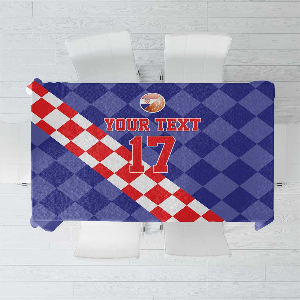 Custom Croatia Basketball Tablecloth Sporty Style