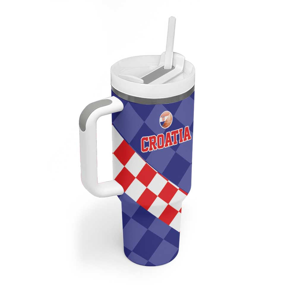 Custom Croatia Basketball Tumbler With Handle Sporty Style