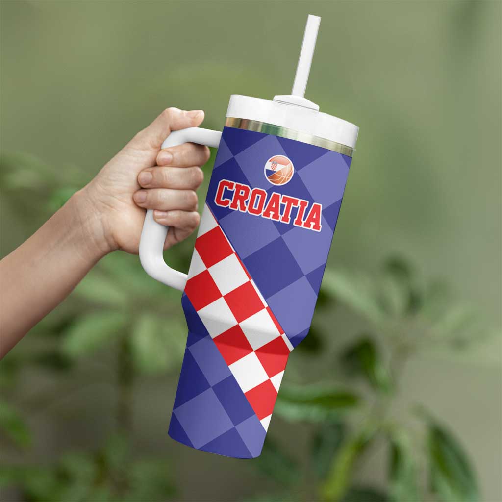 Custom Croatia Basketball Tumbler With Handle Sporty Style