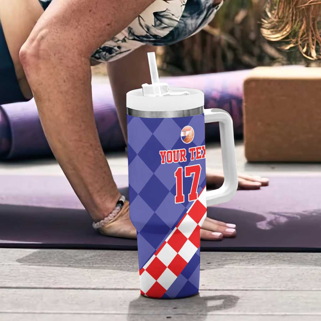 Custom Croatia Basketball Tumbler With Handle Sporty Style
