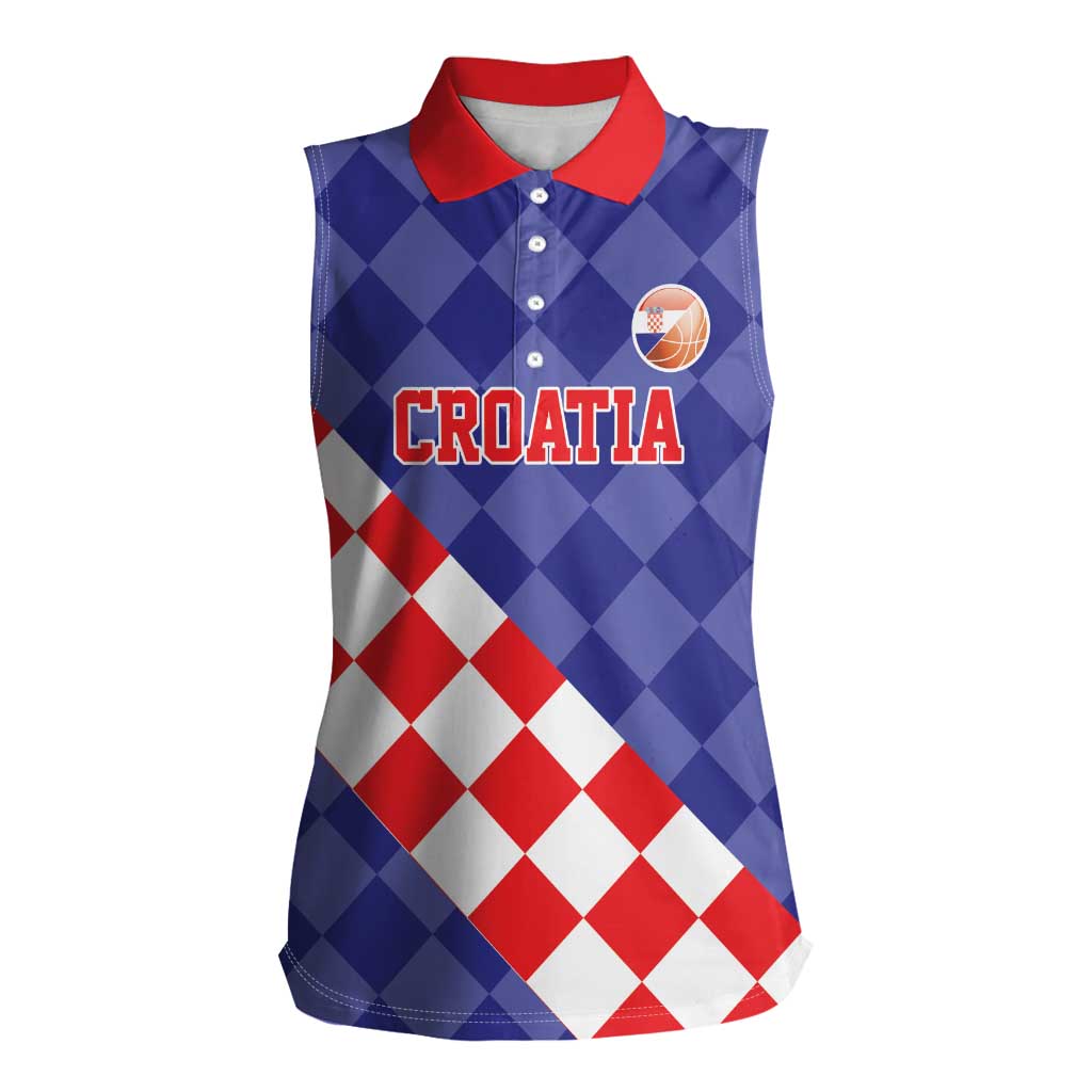 Custom Croatia Basketball Women Sleeveless Polo Shirt Sporty Style
