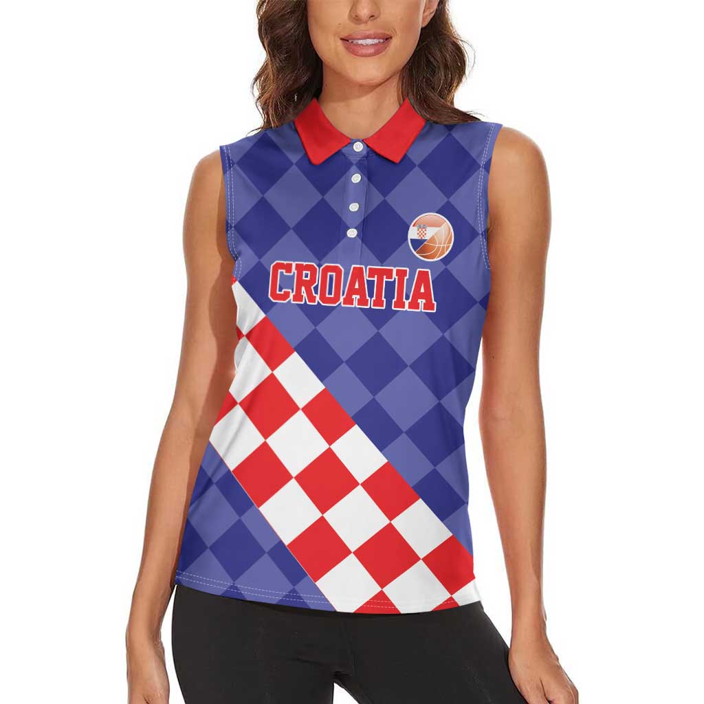 Custom Croatia Basketball Women Sleeveless Polo Shirt Sporty Style