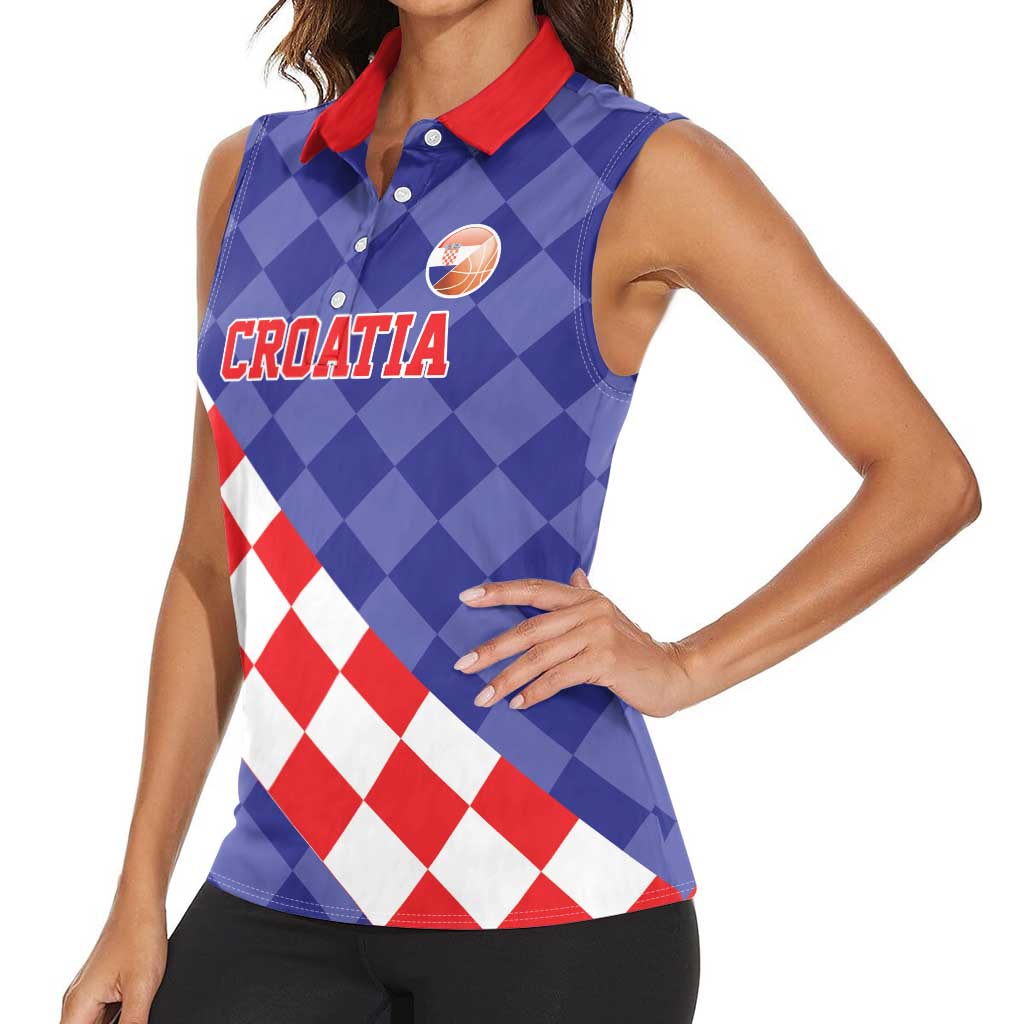 Custom Croatia Basketball Women Sleeveless Polo Shirt Sporty Style