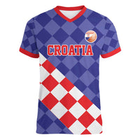 Custom Croatia Basketball Women V-Neck T-Shirt Sporty Style