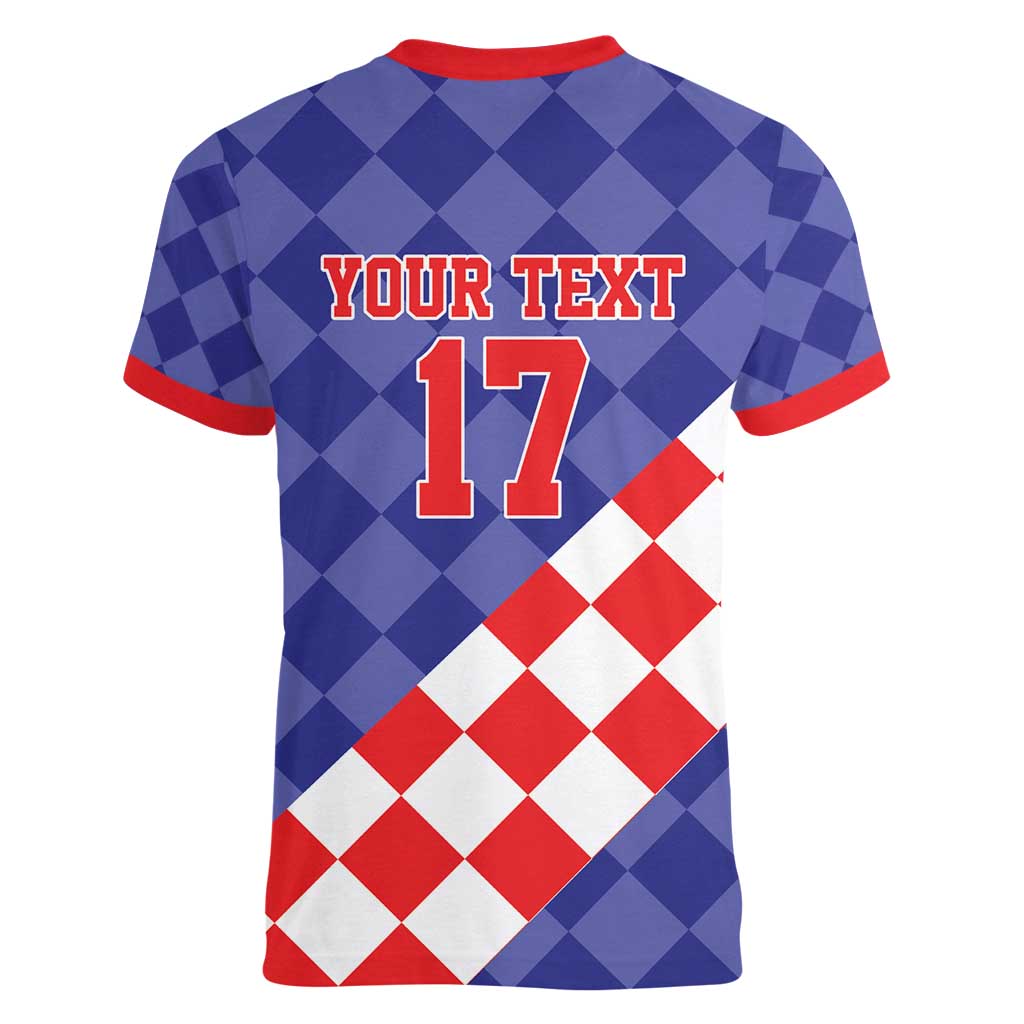 Custom Croatia Basketball Women V-Neck T-Shirt Sporty Style