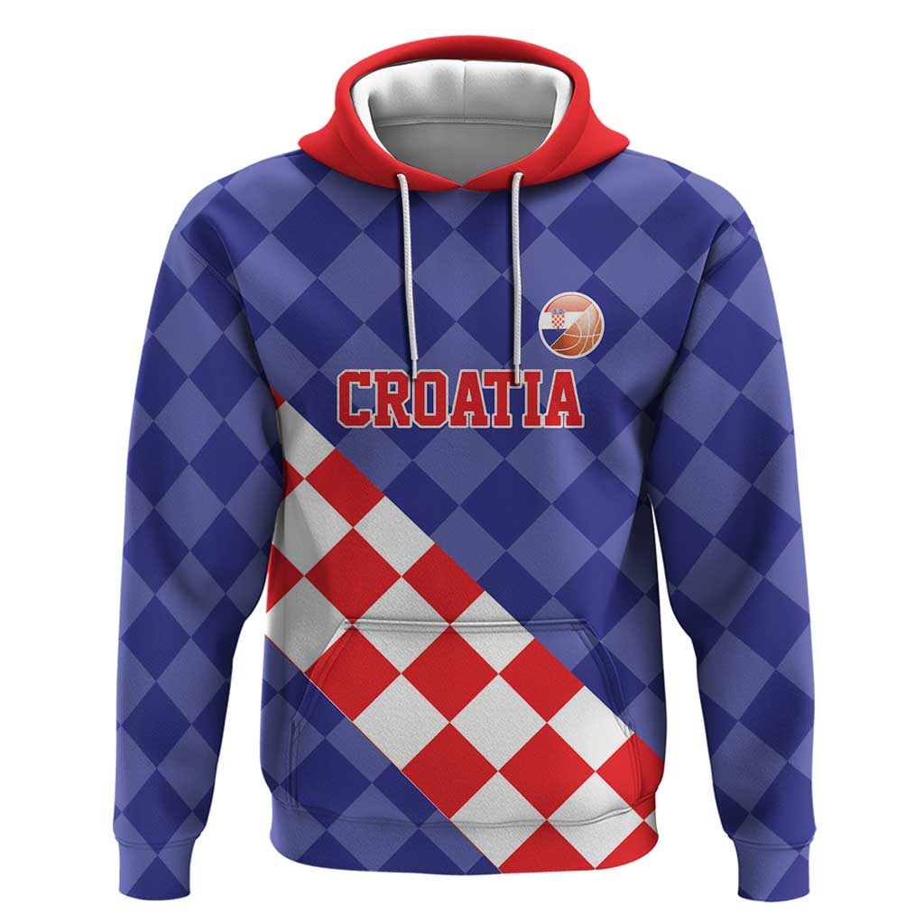 Custom Croatia Basketball Zip Hoodie Sporty Style
