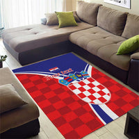 Personalized Croatia Coat of Arms Area Rug Checkerboard Style