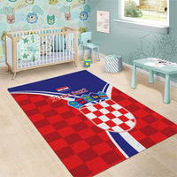Personalized Croatia Coat of Arms Area Rug Checkerboard Style