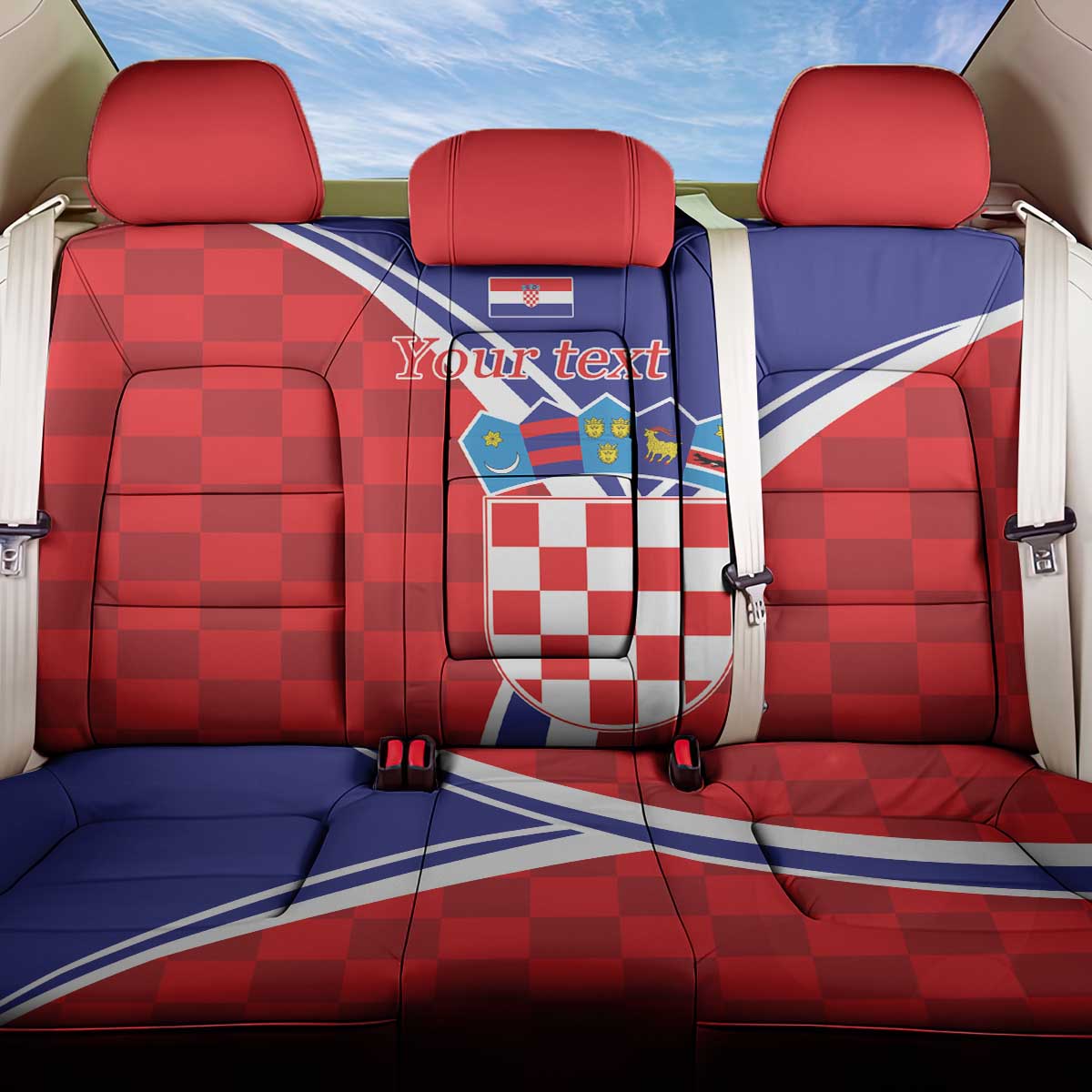 Personalized Croatia Coat of Arms Back Car Seat Cover Checkerboard Style