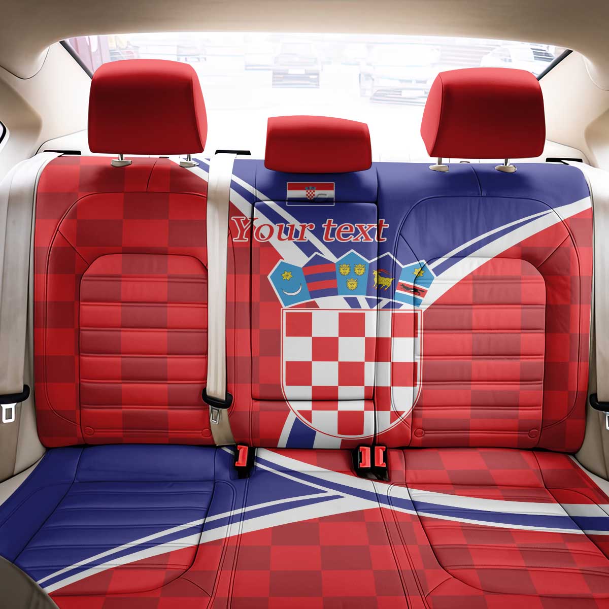Personalized Croatia Coat of Arms Back Car Seat Cover Checkerboard Style