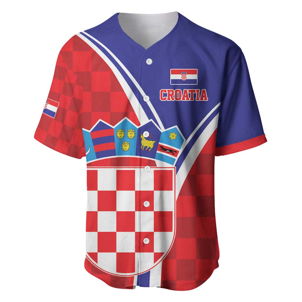Personalized Croatia Coat of Arms Baseball Jersey Checkerboard Style