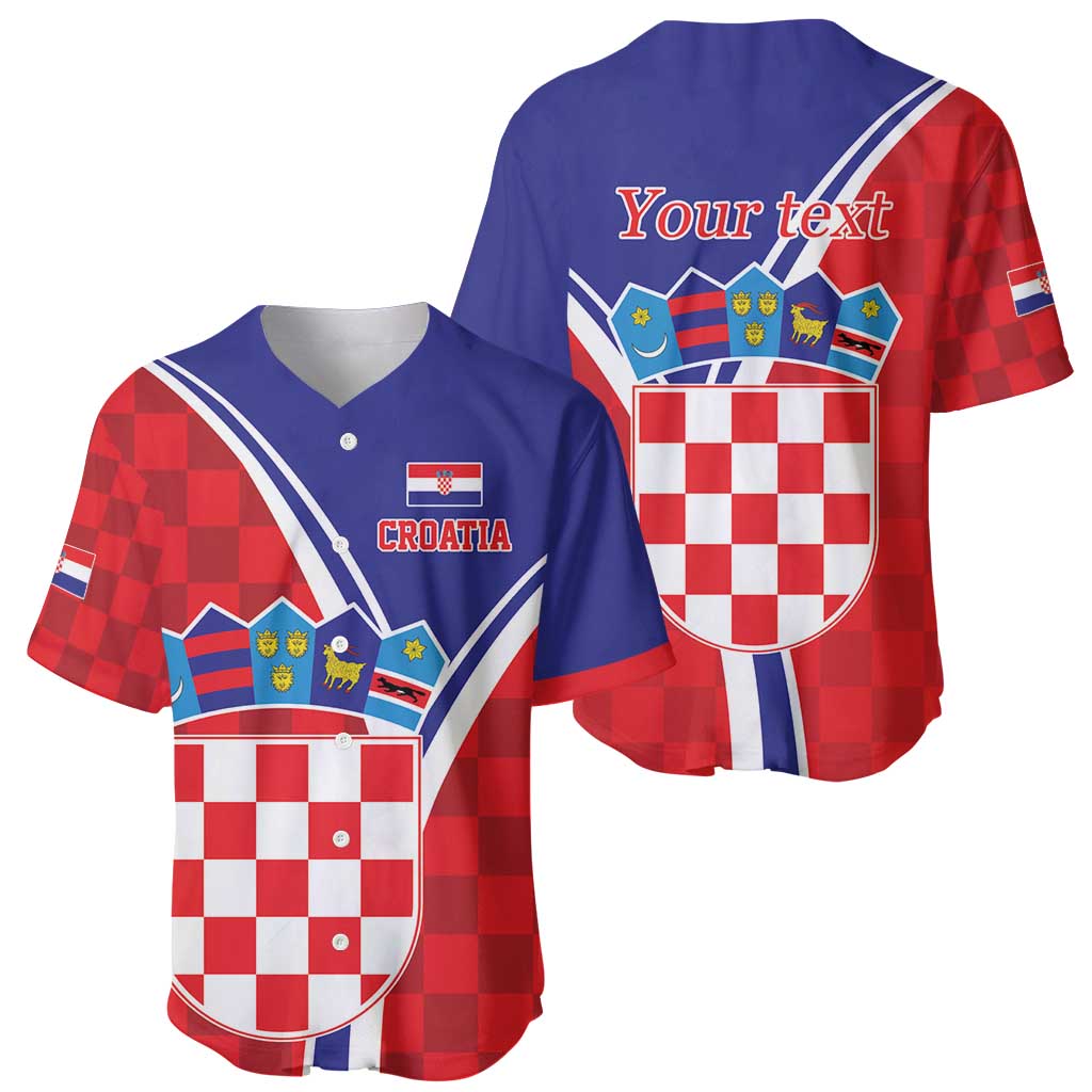 Personalized Croatia Coat of Arms Baseball Jersey Checkerboard Style