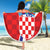 Personalized Croatia Coat of Arms Beach Blanket Checkerboard Style