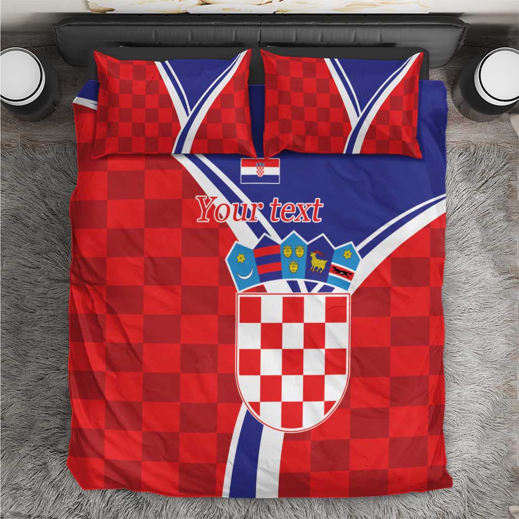 Personalized Croatia Coat of Arms Bedding Set Checkerboard Style