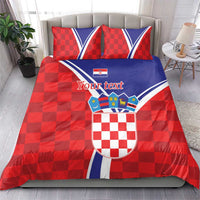 Personalized Croatia Coat of Arms Bedding Set Checkerboard Style