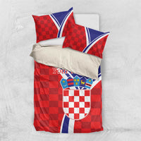 Personalized Croatia Coat of Arms Bedding Set Checkerboard Style