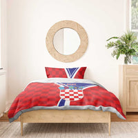 Personalized Croatia Coat of Arms Bedding Set Checkerboard Style