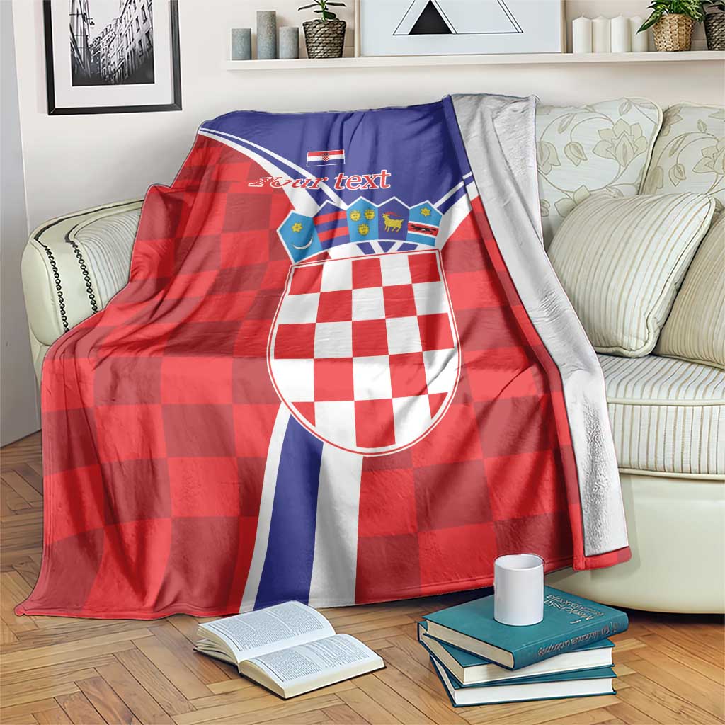 Personalized Croatia Coat of Arms Blanket Checkerboard Style