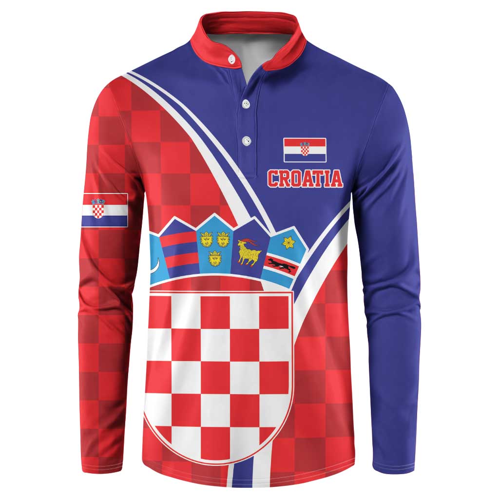 Personalized Croatia Coat of Arms Button Sweatshirt Checkerboard Style