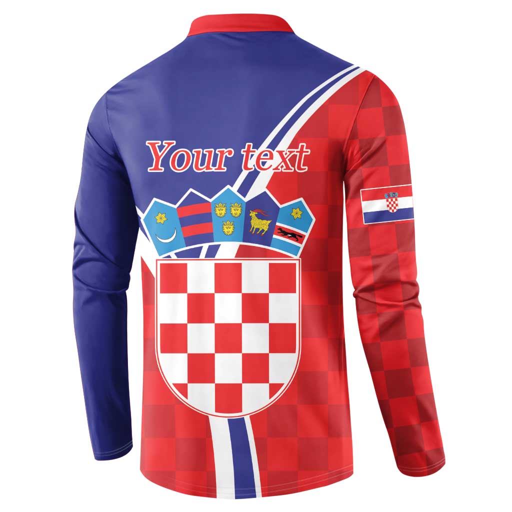 Personalized Croatia Coat of Arms Button Sweatshirt Checkerboard Style