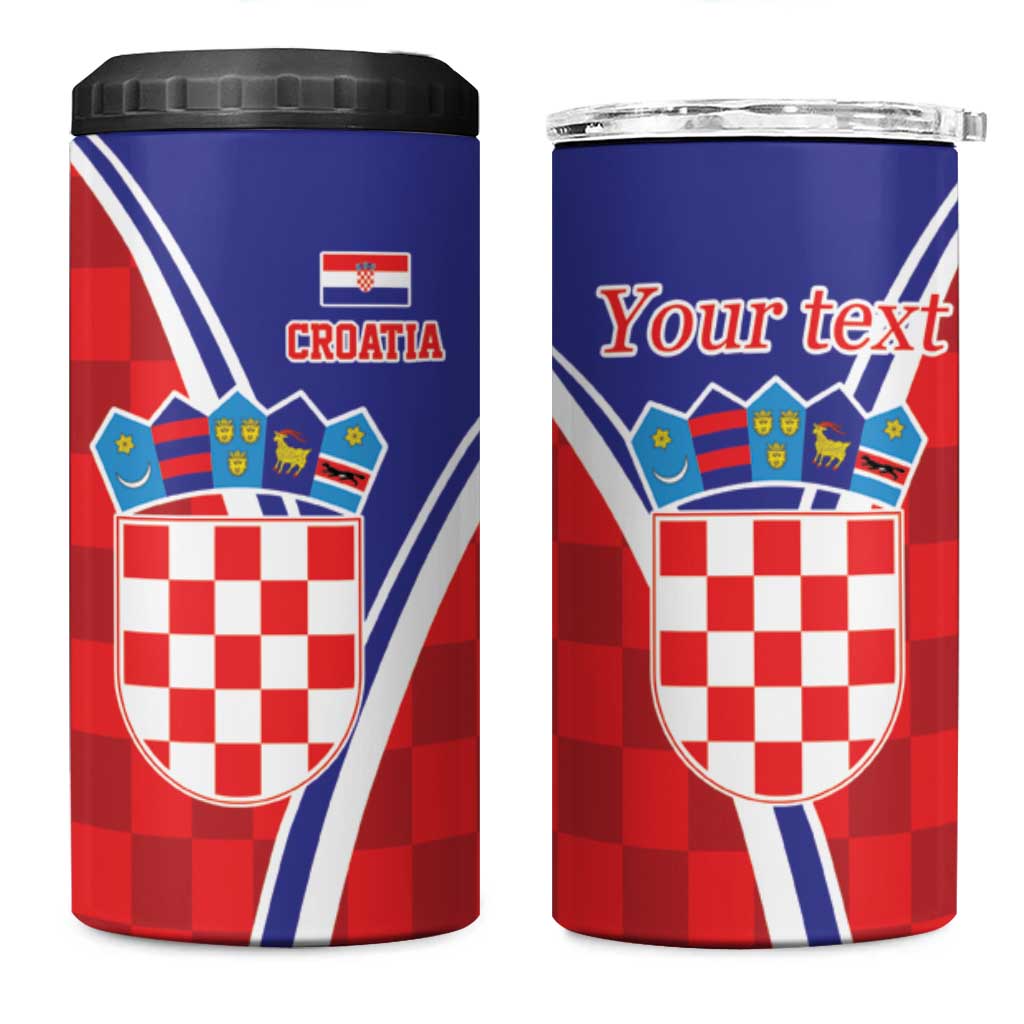 Personalized Croatia Coat of Arms 4 in 1 Can Cooler Tumbler Checkerboard Style