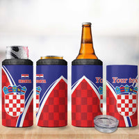 Personalized Croatia Coat of Arms 4 in 1 Can Cooler Tumbler Checkerboard Style