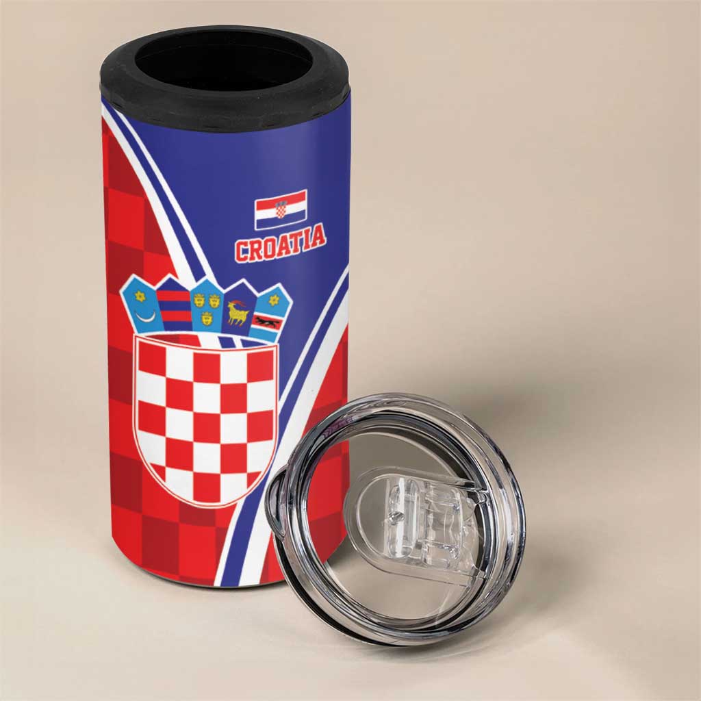 Personalized Croatia Coat of Arms 4 in 1 Can Cooler Tumbler Checkerboard Style