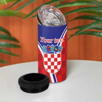 Personalized Croatia Coat of Arms 4 in 1 Can Cooler Tumbler Checkerboard Style