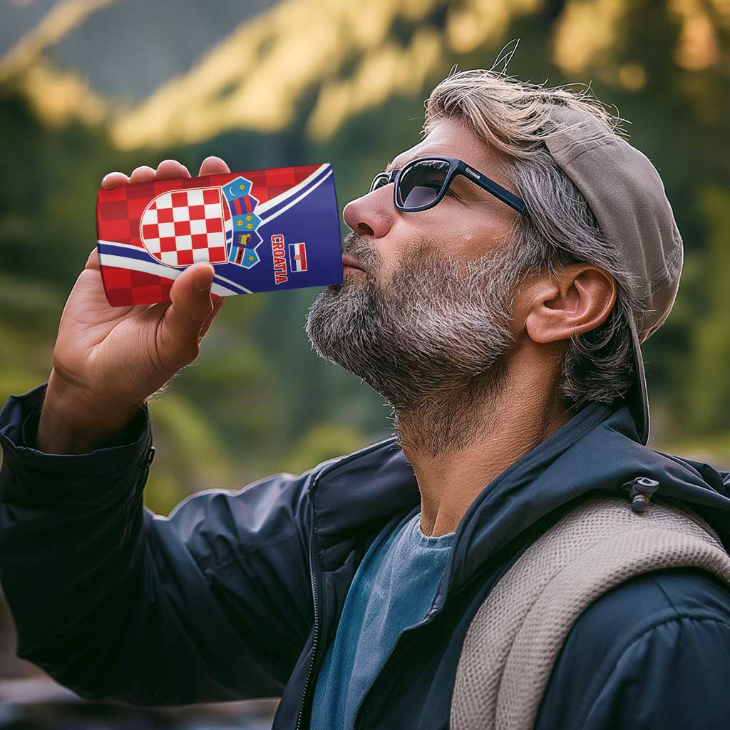 Personalized Croatia Coat of Arms 4 in 1 Can Cooler Tumbler Checkerboard Style