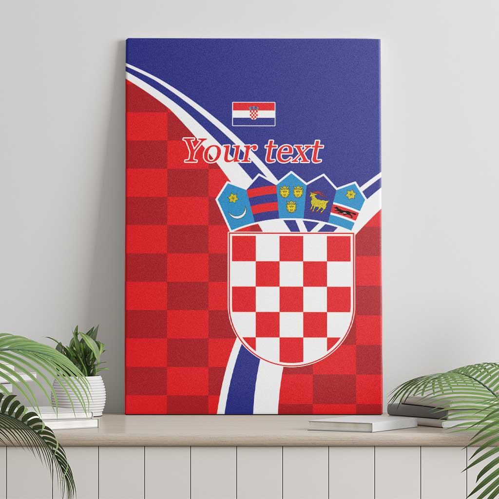 Personalized Croatia Coat of Arms Canvas Wall Art Checkerboard Style
