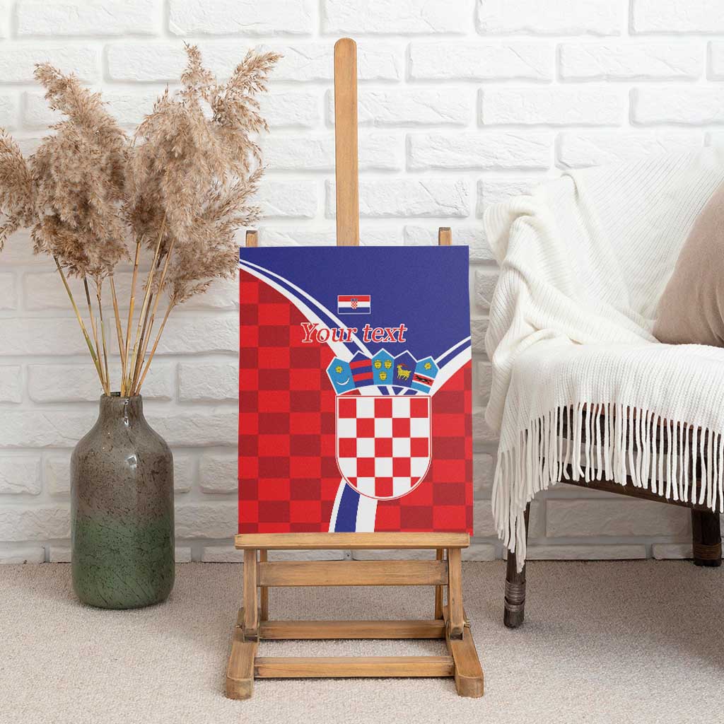 Personalized Croatia Coat of Arms Canvas Wall Art Checkerboard Style