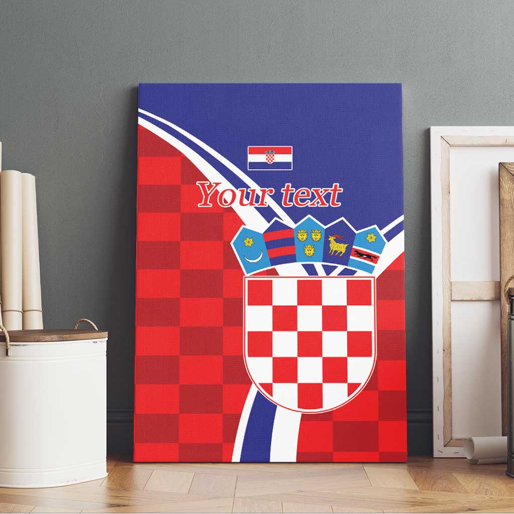 Personalized Croatia Coat of Arms Canvas Wall Art Checkerboard Style