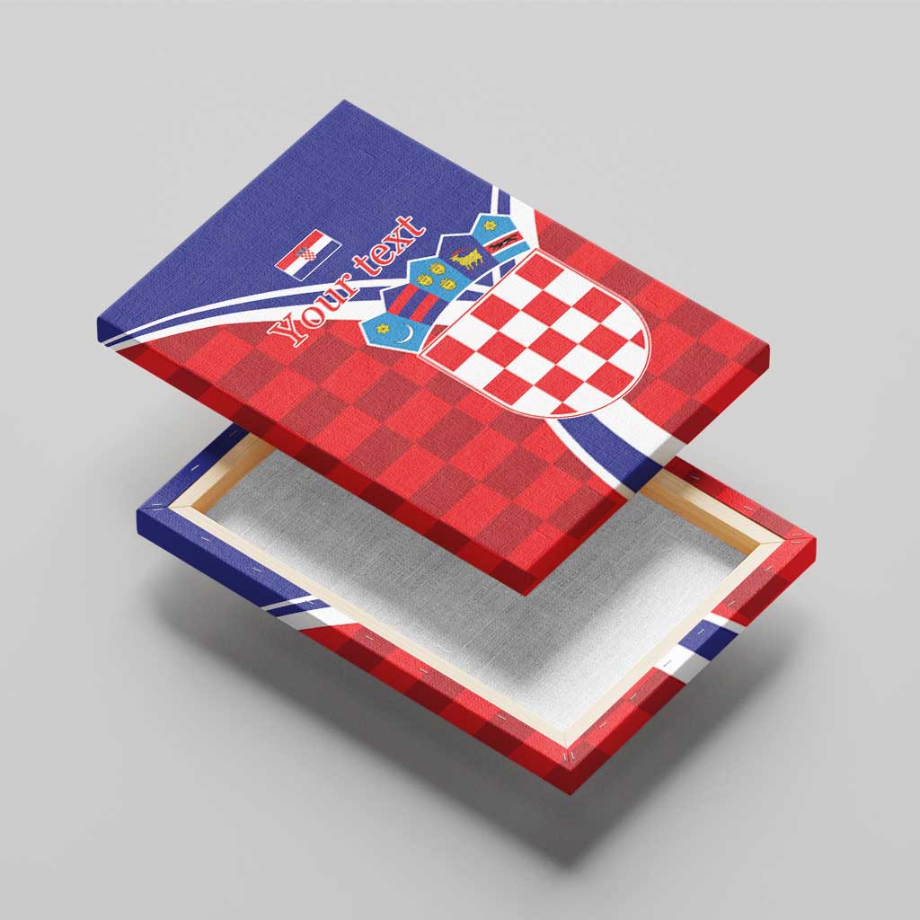 Personalized Croatia Coat of Arms Canvas Wall Art Checkerboard Style