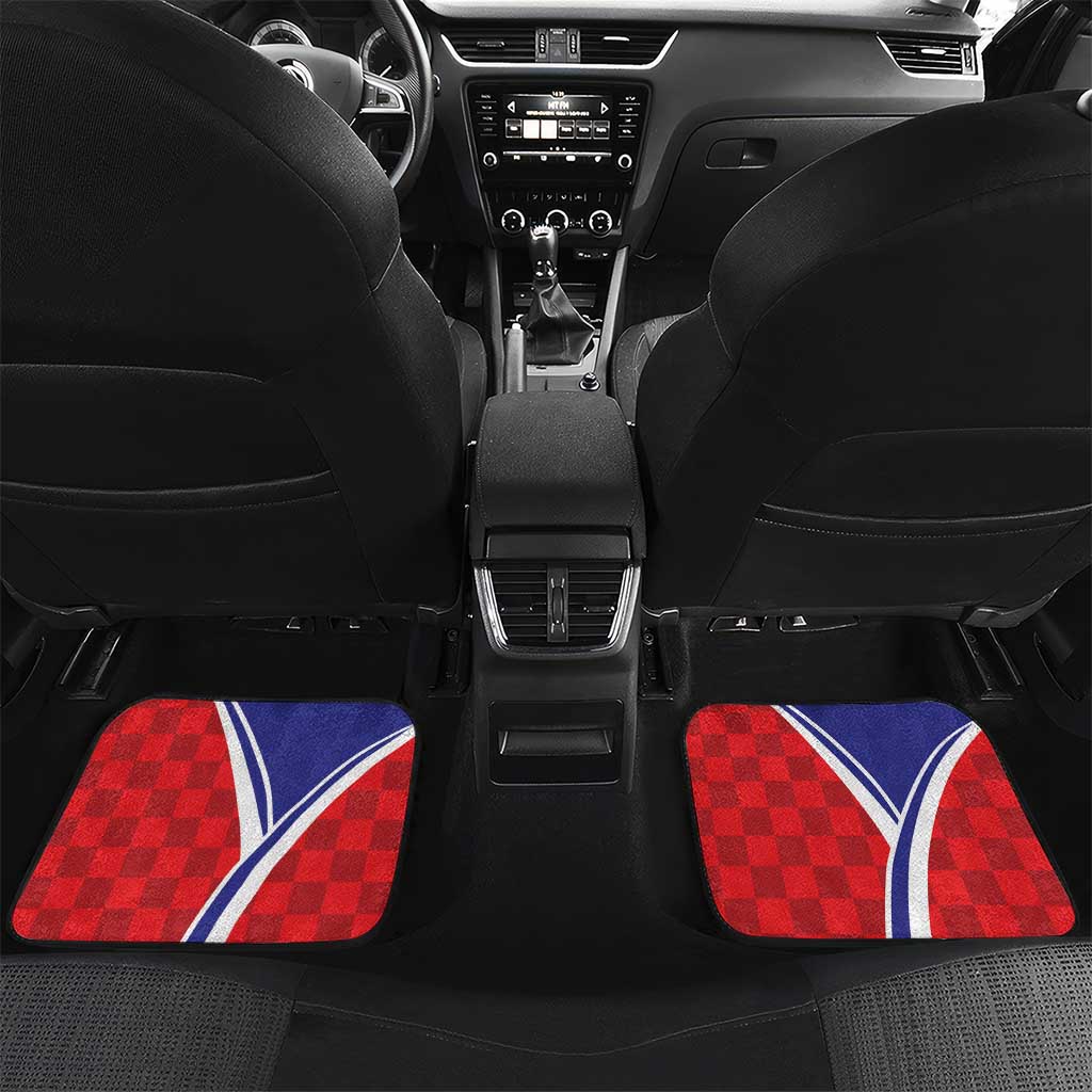 Personalized Croatia Coat of Arms Car Mats Checkerboard Style