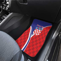 Personalized Croatia Coat of Arms Car Mats Checkerboard Style