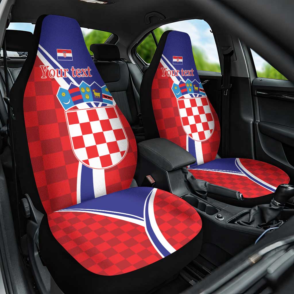 Personalized Croatia Coat of Arms Car Seat Cover Checkerboard Style