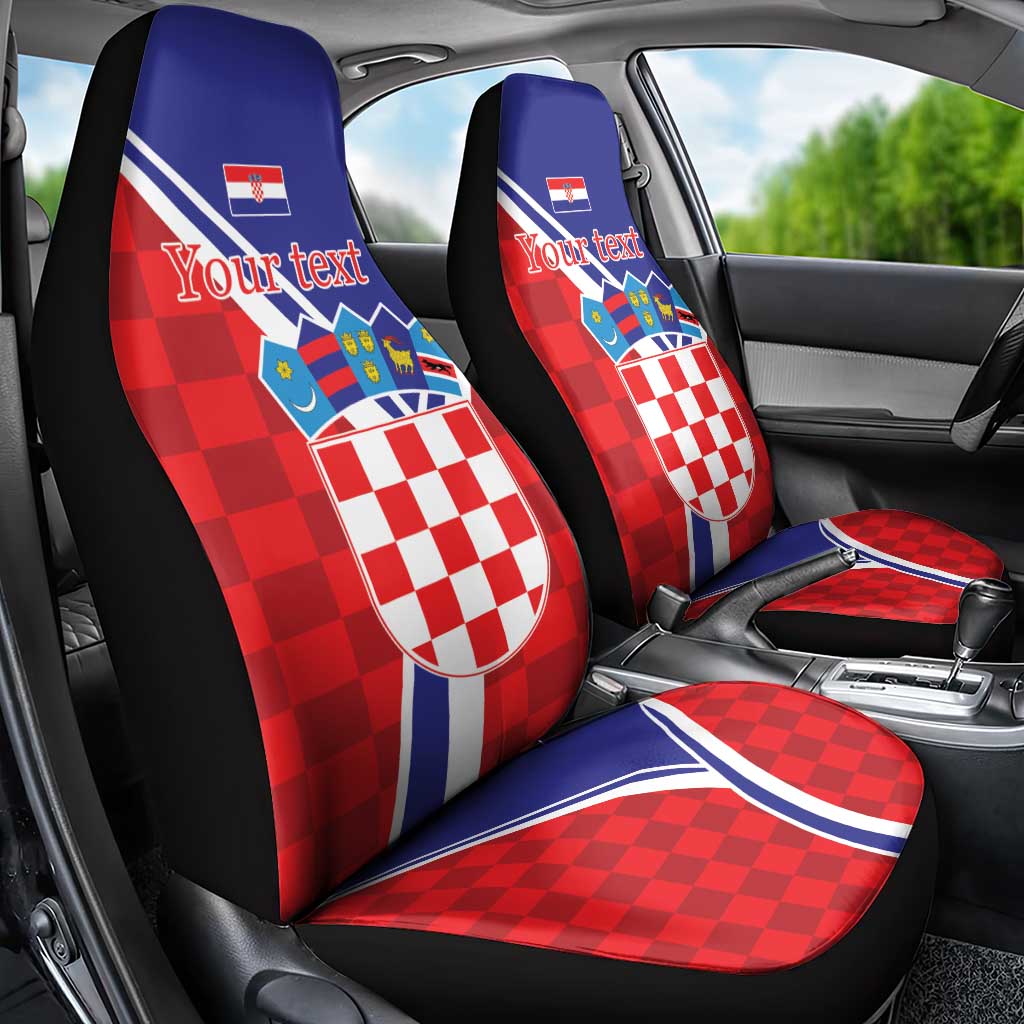 Personalized Croatia Coat of Arms Car Seat Cover Checkerboard Style