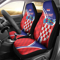 Personalized Croatia Coat of Arms Car Seat Cover Checkerboard Style
