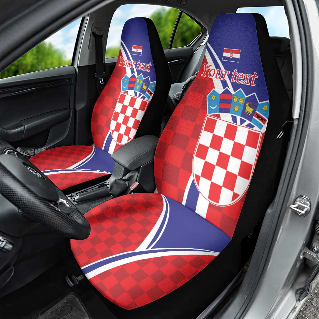Personalized Croatia Coat of Arms Car Seat Cover Checkerboard Style