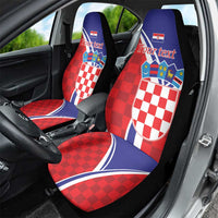 Personalized Croatia Coat of Arms Car Seat Cover Checkerboard Style