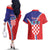 Personalized Croatia Coat of Arms Couples Matching Off The Shoulder Long Sleeve Dress and Hawaiian Shirt Checkerboard Style